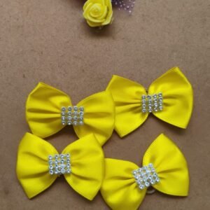 Laço amarelo cetim m com strass 10 uni