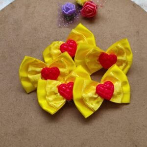 Laço duplo amarelo com coraçao 10 unid