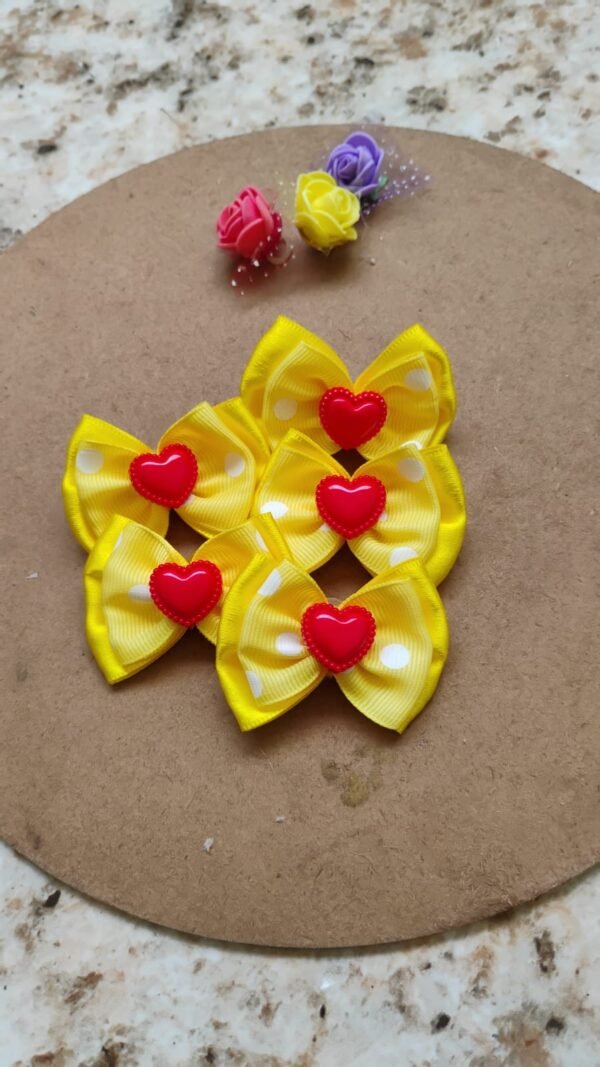 Laço duplo amarelo com poa10 unid