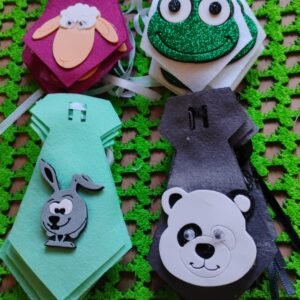 Gravata M Feltro urso, sapo, coelho e ovelha 20uni