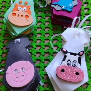Gravata M feltro vaca, elefante, porco e girafa 20uni