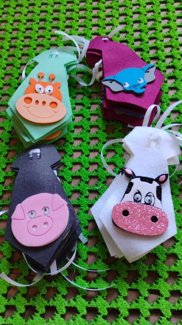 Gravata M feltro vaca, elefante, porco e girafa 20uni