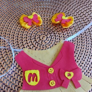 Kit MC Donalds Gargantilha e laços Feltro  5 uni